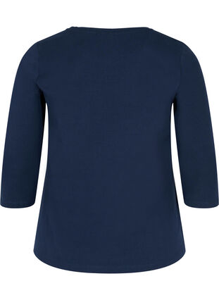 Basic t-shirt met driekwartsmouwen, Navy Blazer, Packshot image number 1