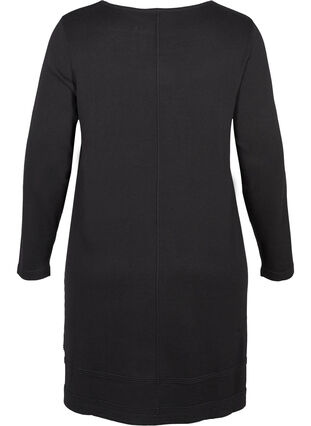 Gebreide jurk met lange mouwen en a-lijn, Black, Packshot image number 1