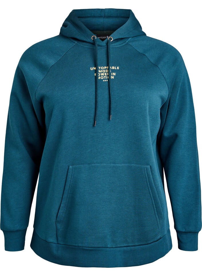 Hoodie met geborduurd frontmotief, Groen, Packshot