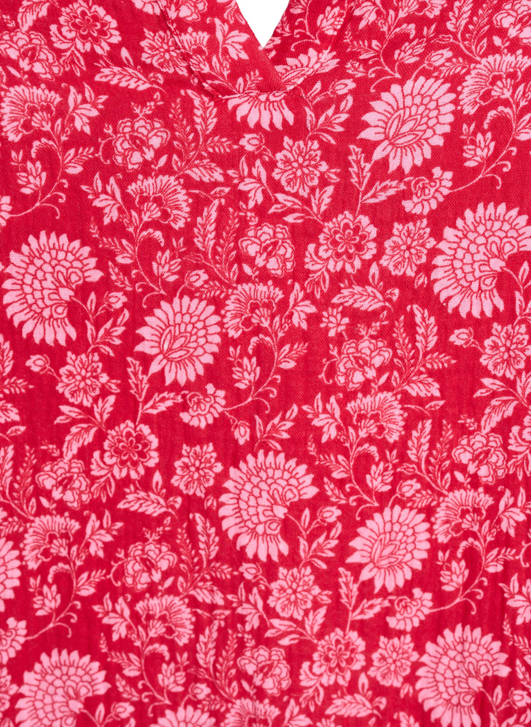 ZizziKorte A-lijn jurk in katoenen mousseline, Rood, Packshot image number 2