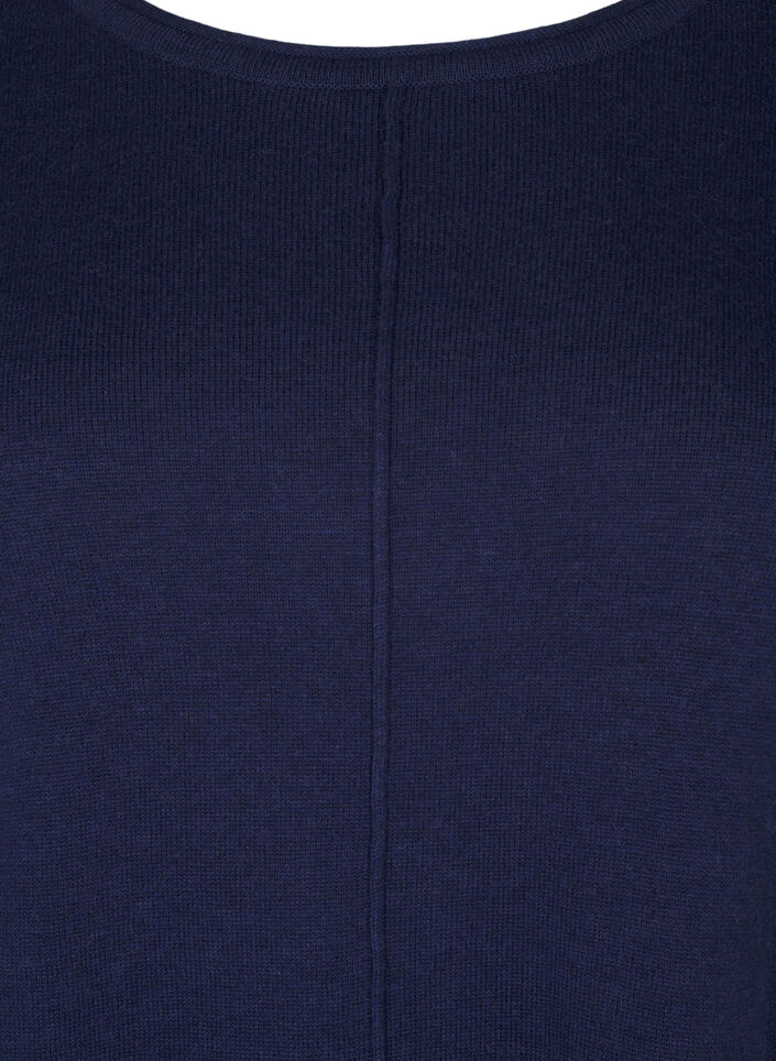 Gebreide blouse gemaakt van katoen en viscose., Blauw, Packshot image number 2