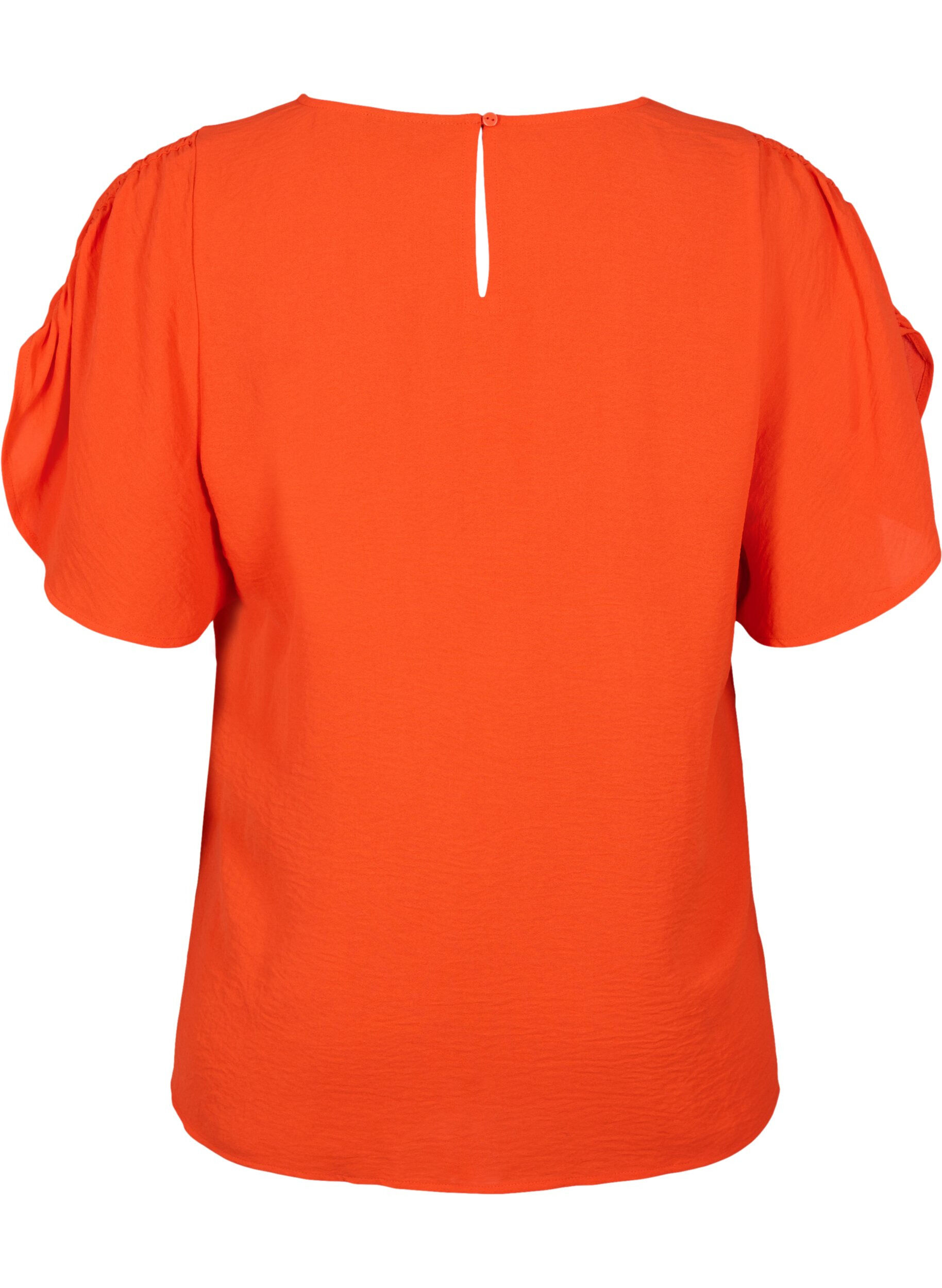 Zizzi Geribbelde blouse met korte mouw, Orange.com, Packshot image number 1