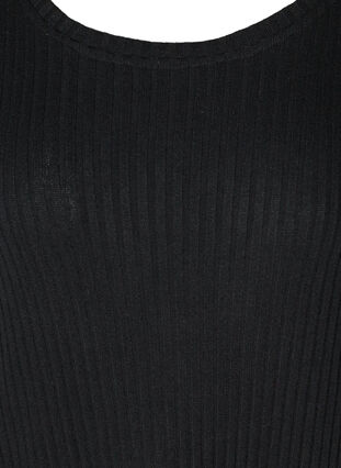 Geribbelde jurk met halflange mouwen, Black, Packshot image number 2