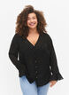 Lange mouw shirt met jacquard look, Black, Model image number 0