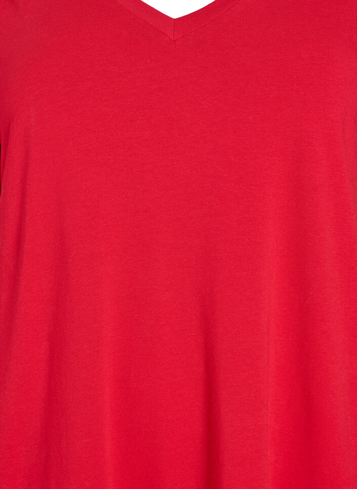 Midi T-shirt jurk met V-hals, Rood, Packshot image number 2