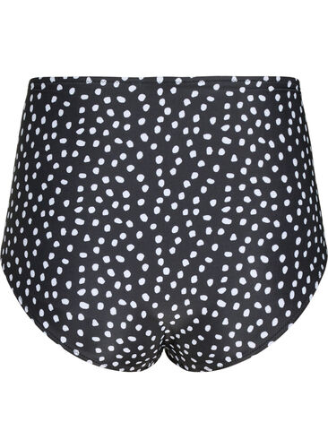 Bikinibroekje met extra hoge taille en print, Black White Dot, Packshot image number 1