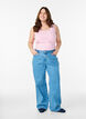 Effen basic top in katoen, Roze, Model image number 1
