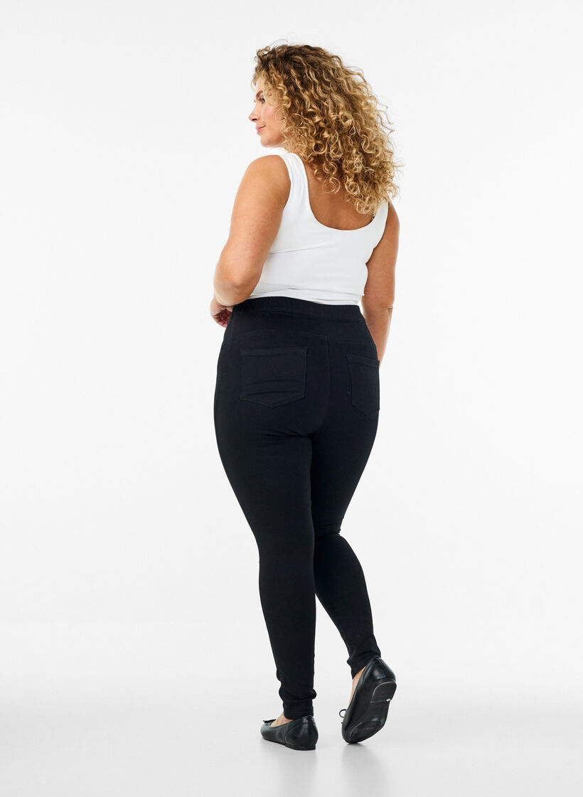 Jeggings met hoge taille, Zwart, Model image number 1