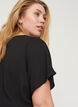 Blouse met korte mouwen en een ronde halslijn, Zwart, Model image number 3