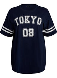 Sportief oversized college T-shirt, Blauw