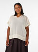 Seersucker blouse met V-hals, Beige, Model image number 0