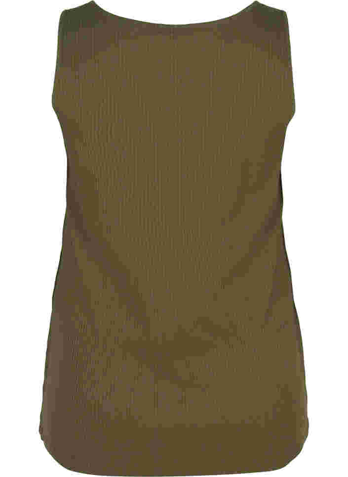 Top met ronde hals in geribbelde stof, Ivy Green, Packshot image number 1