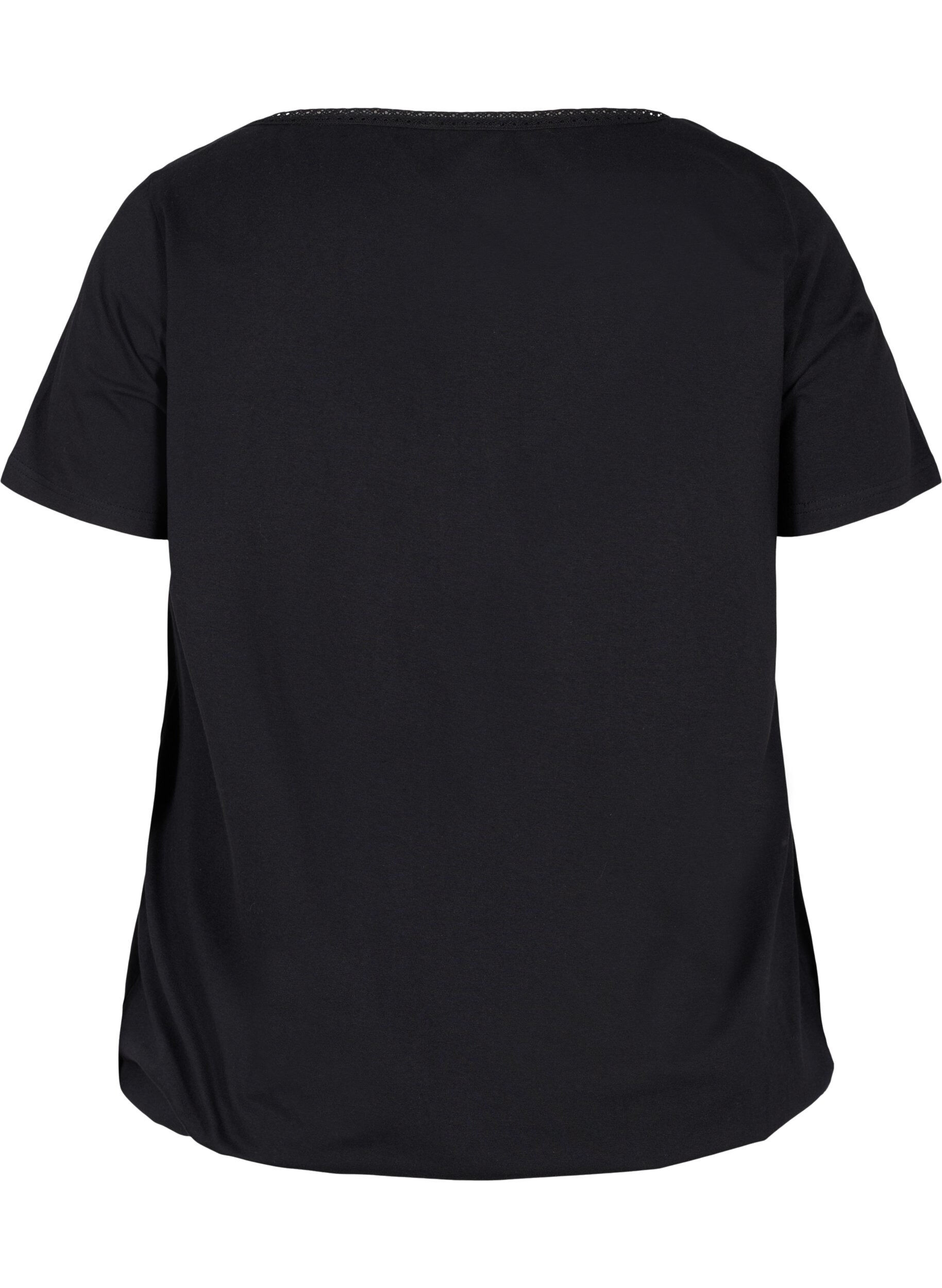 Zizzi Katoenen t-shirt met korte mouwen, Black, Packshot image number 1