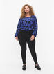 Blouse met lange mouwen en ruches, Black Blue AOP, Model image number 2