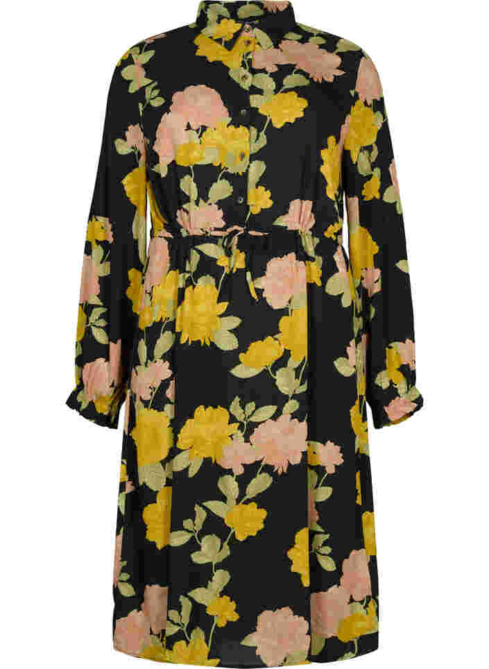 Gebloemde viscose jurk met kant, Scarab Flower, Packshot image number 0