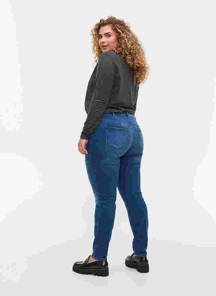 Dual core Amy jeans met hoge taille, Blue denim, Model image number 1