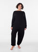 Viscose nachttop met lange mouwen, Zwart, Model image number 1