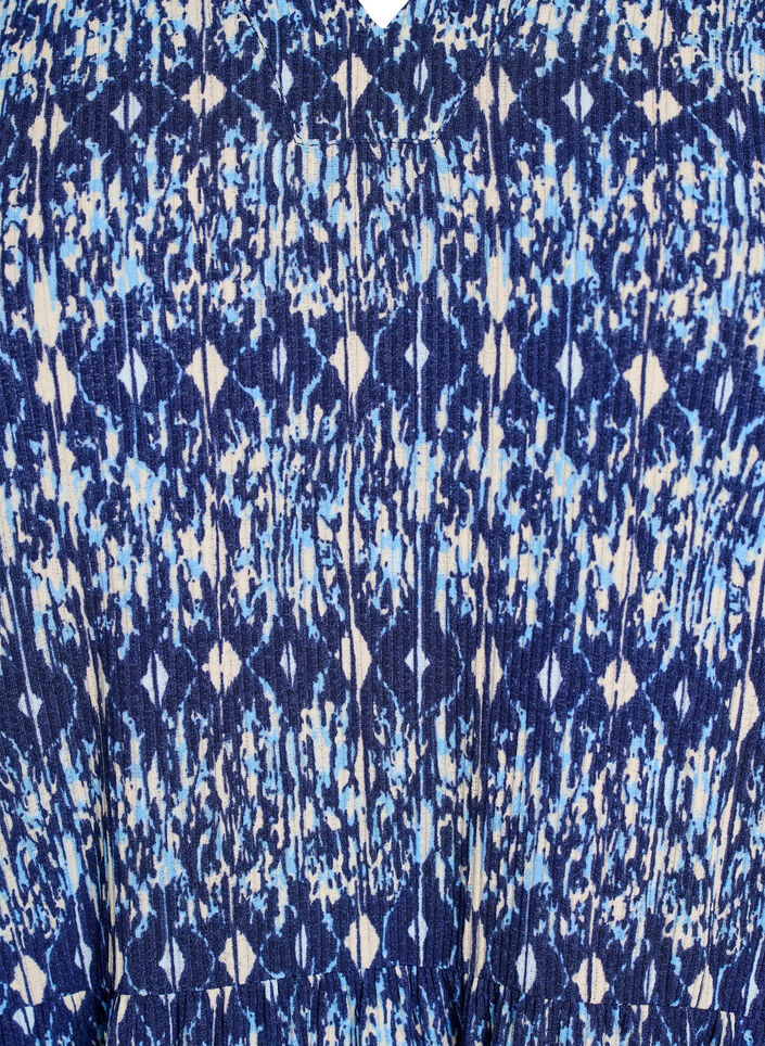 Jurk met patroon en panelen, Blauw, Packshot image number 2