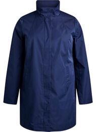 Overgangsjas met zakken en een hoge kraag, Blauw