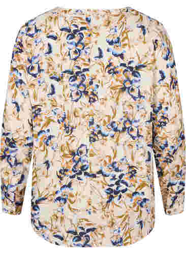 100% viscose blouse met bloemenprint, Ecru Flower, Packshot image number 1
