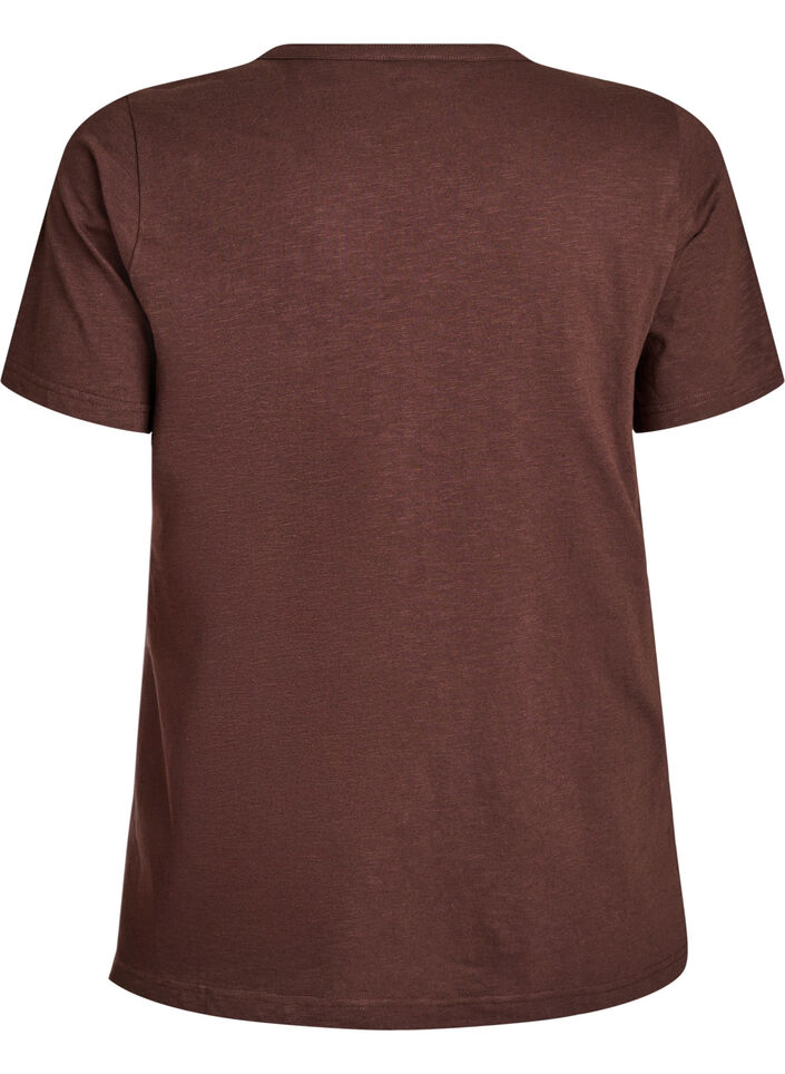 T-shirt met knoopdetail, Bruin, Packshot image number 1