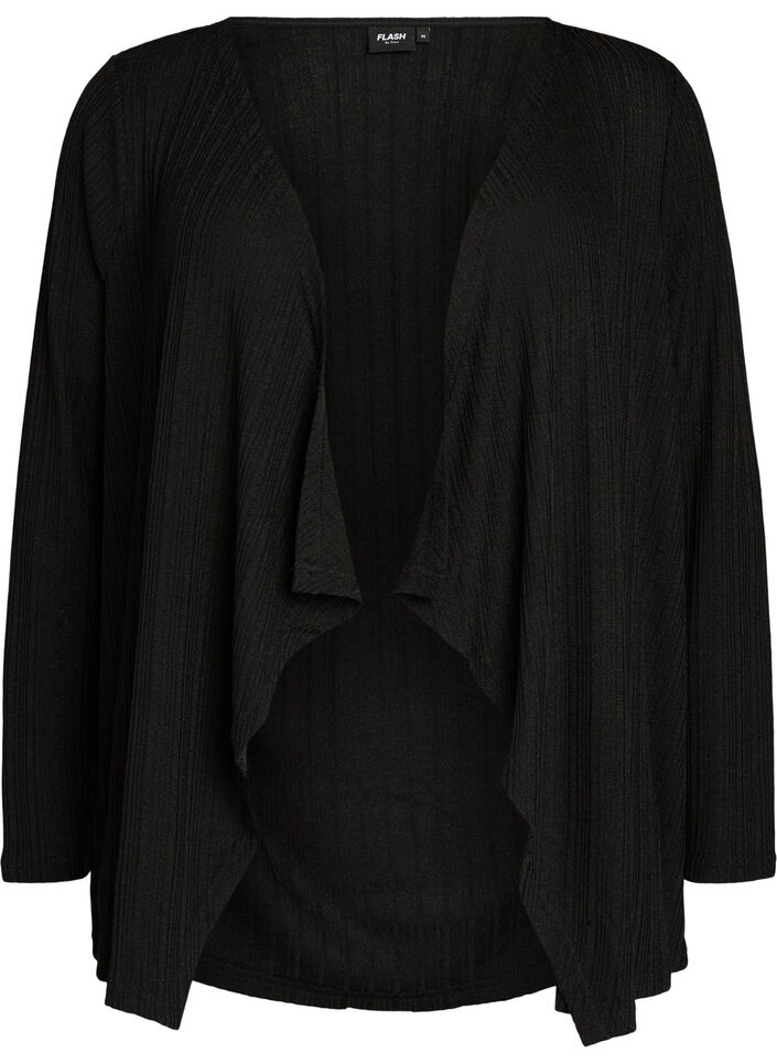 Open vest van jersey met structuur, Zwart, Packshot image number 0