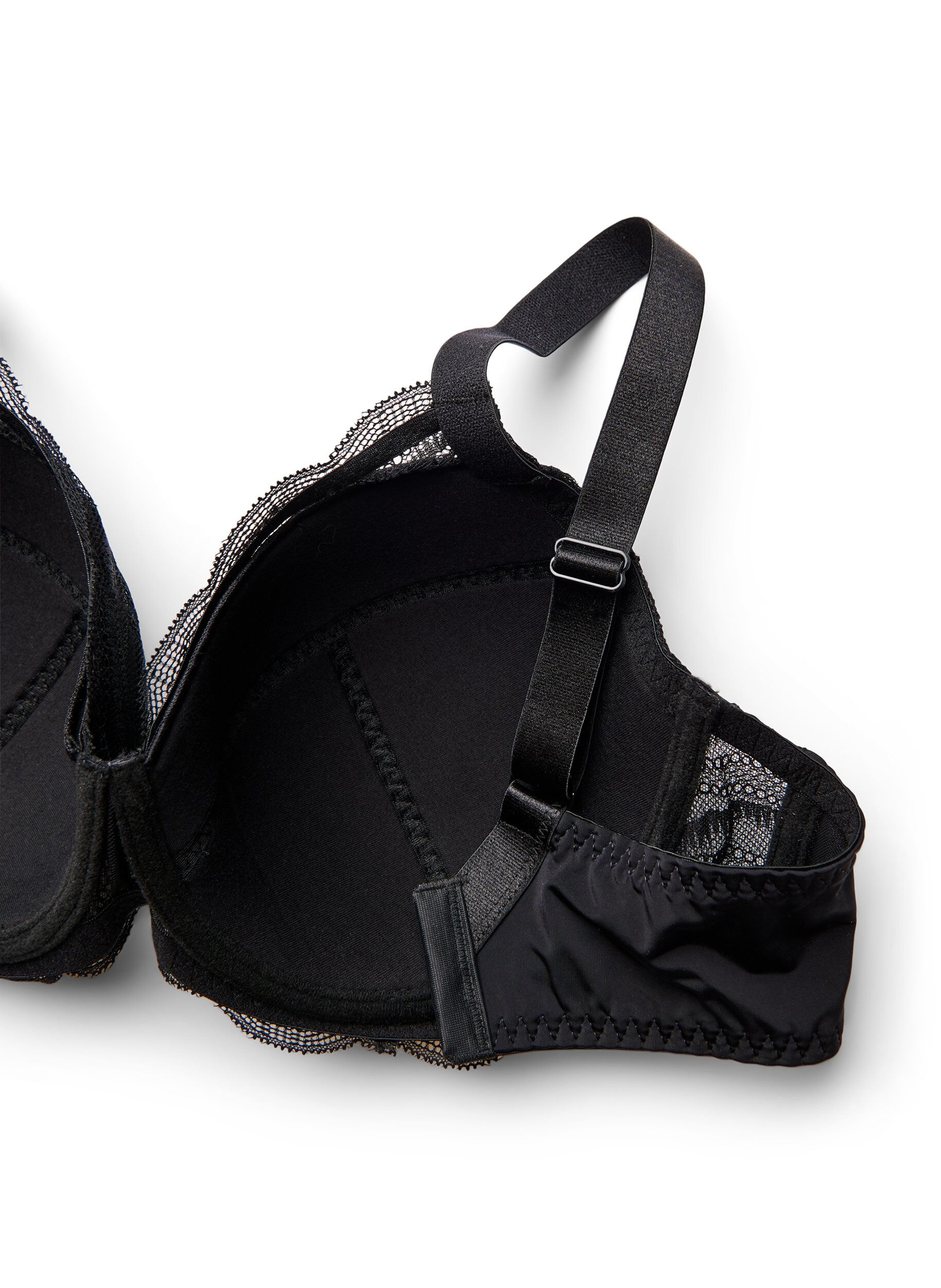 Zizzi Gewatteerde bh met kanten details, Zwart, Packshot image number 3