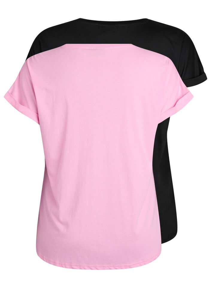 2-pack T-shirts met korte mouwen, Roze, Packshot image number 1