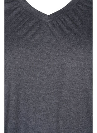 Gemêleerde top met lange mouwen en v-hals, Dark Grey Melange, Packshot image number 2