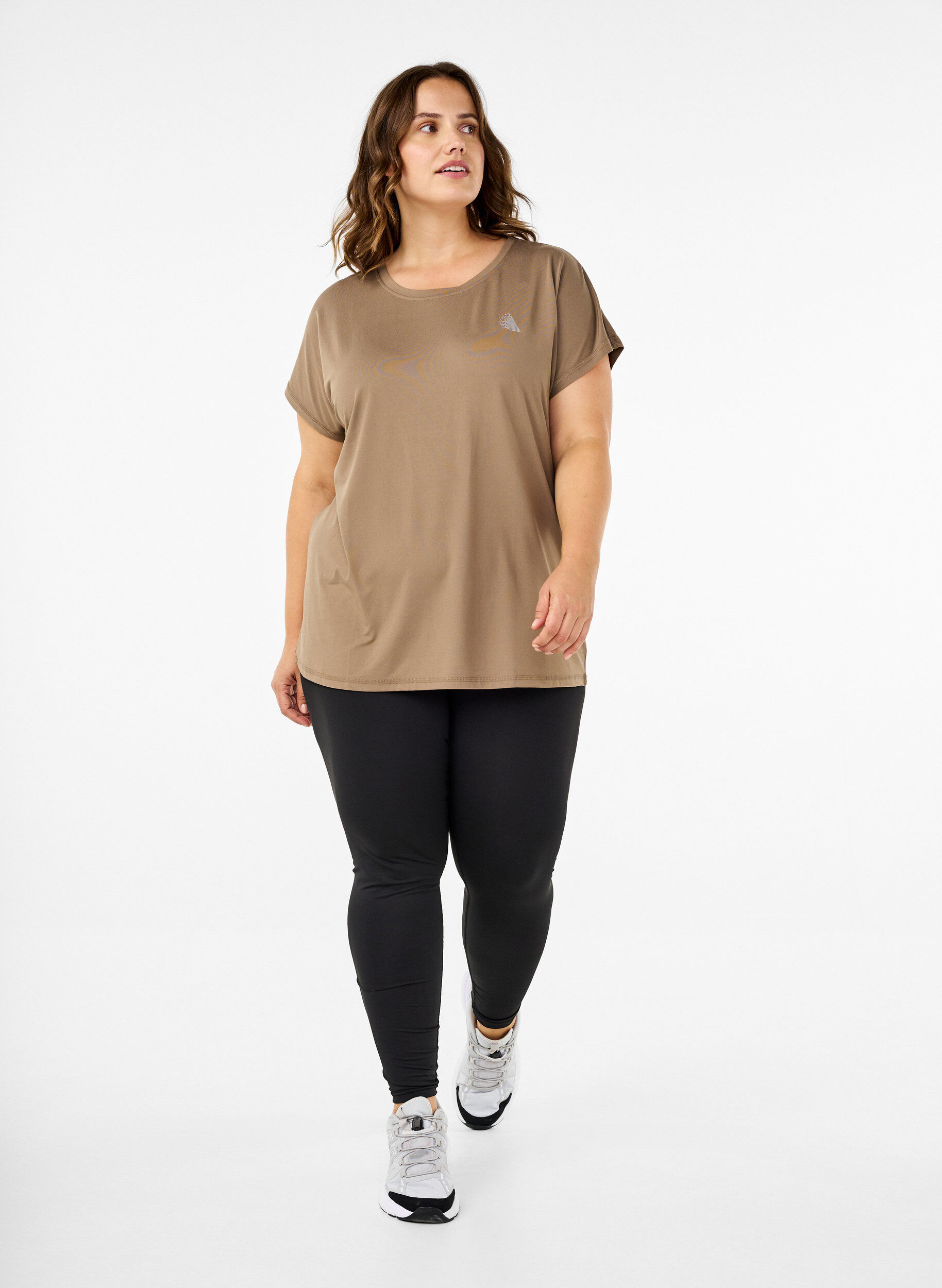Zizzi Effen gekleurd T-shirt voor sporten, Beige, Model image number 1