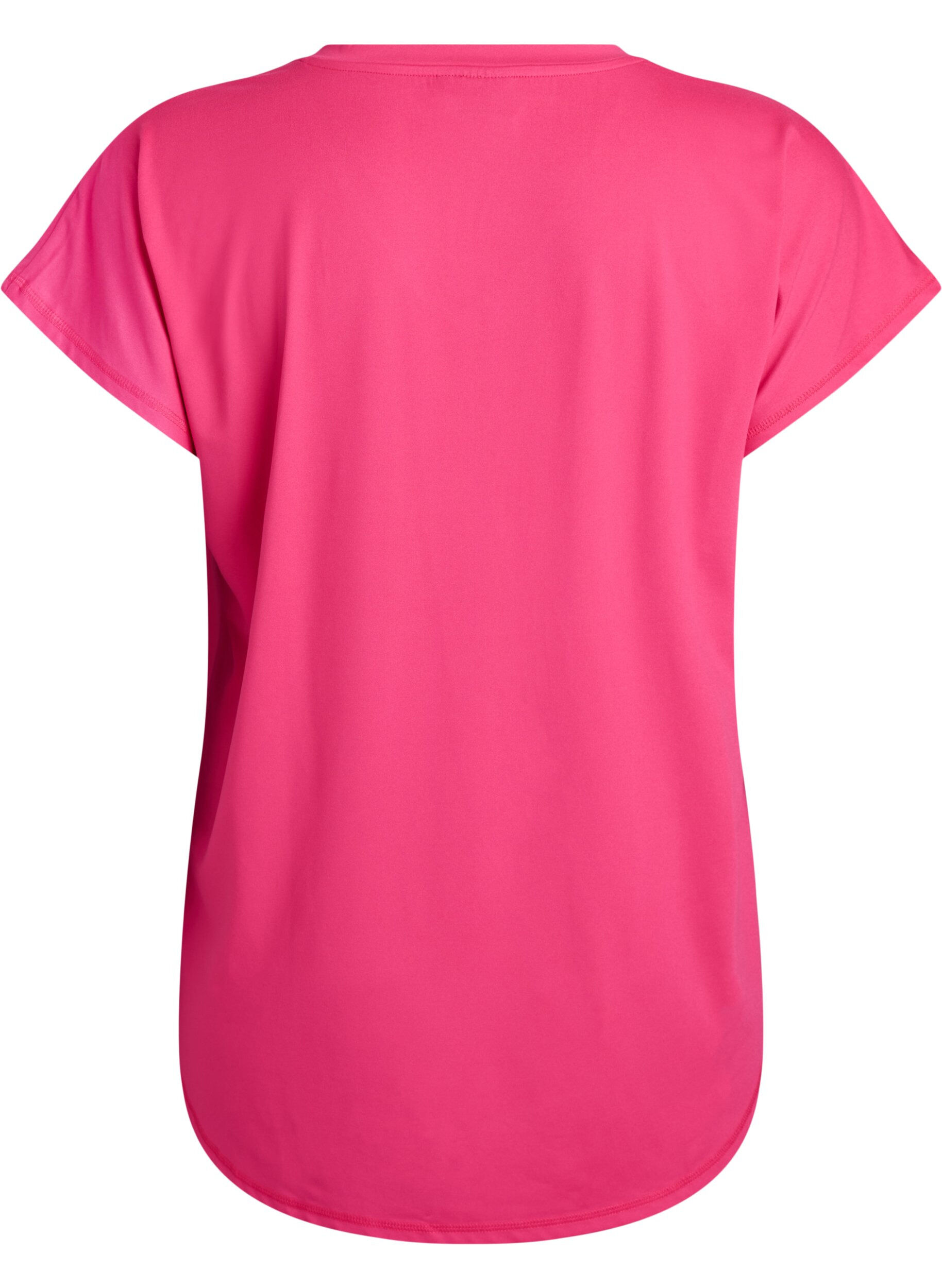 Zizzi Sportief t-shirt met korte mouwen en v-hals, Roze, Packshot image number 1