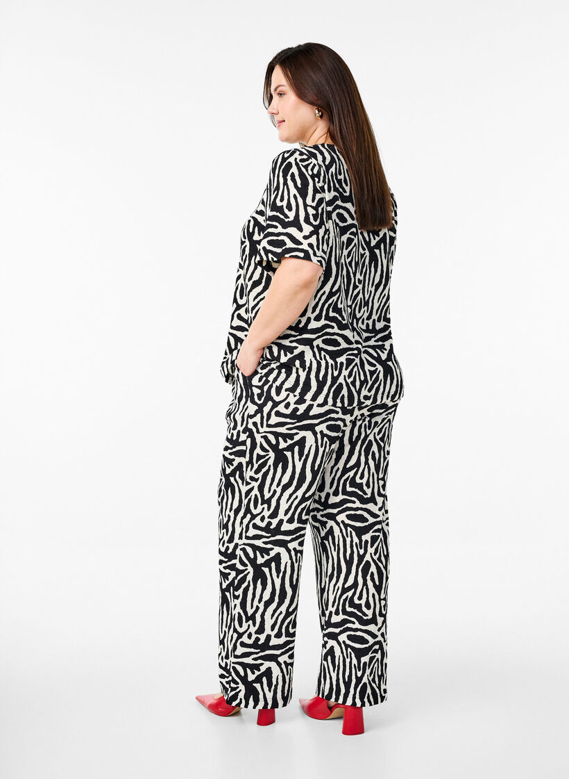 Broek met zebraprint, Zwart, Model image number 1