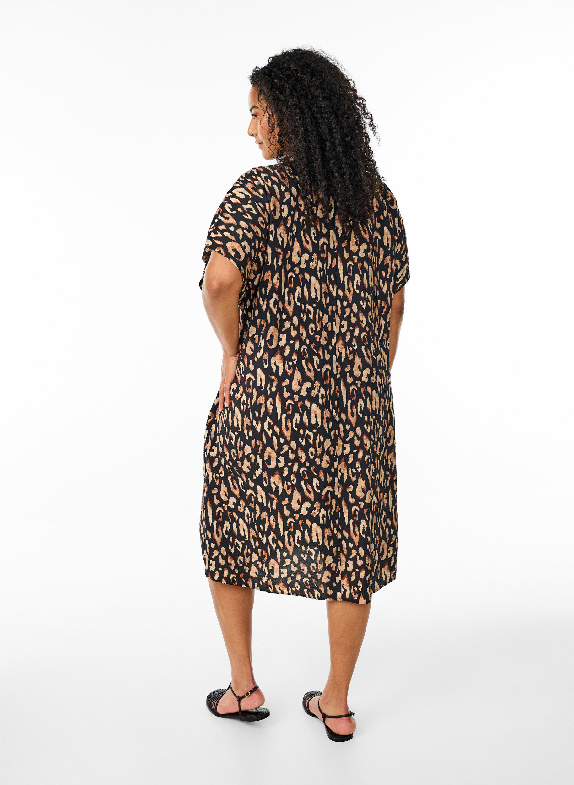 ZizziJurk met V-hals van viscose, Zwart, Model image number 2