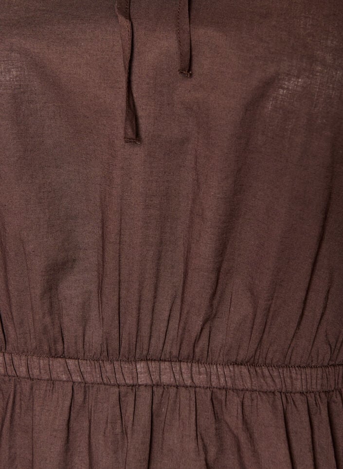 Katoenen blouse met strik en elastische taille, Bruin, Packshot image number 2