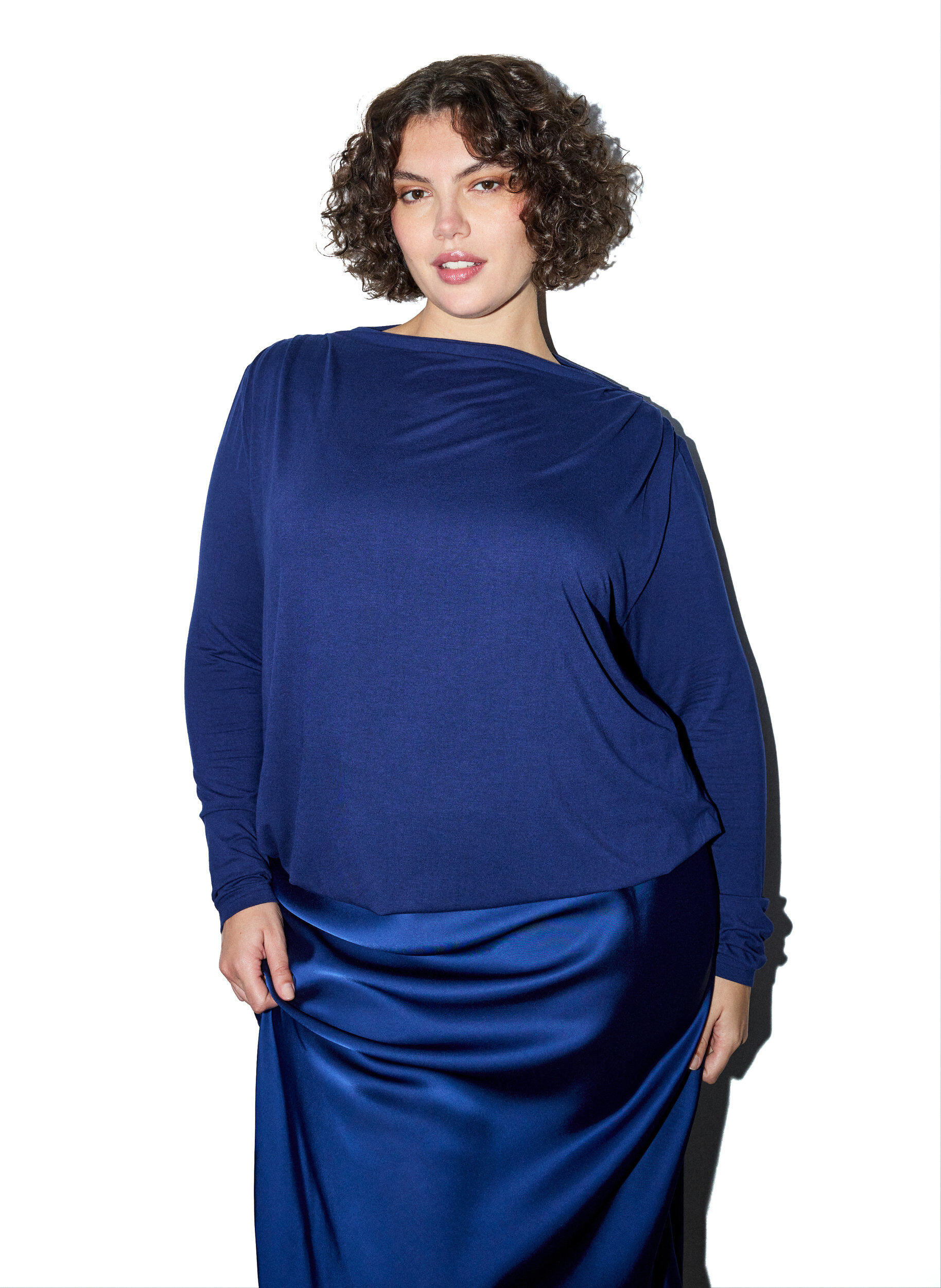 ZizziBlouse met boothals en ballonpasvorm, Blauw, Model image number 0