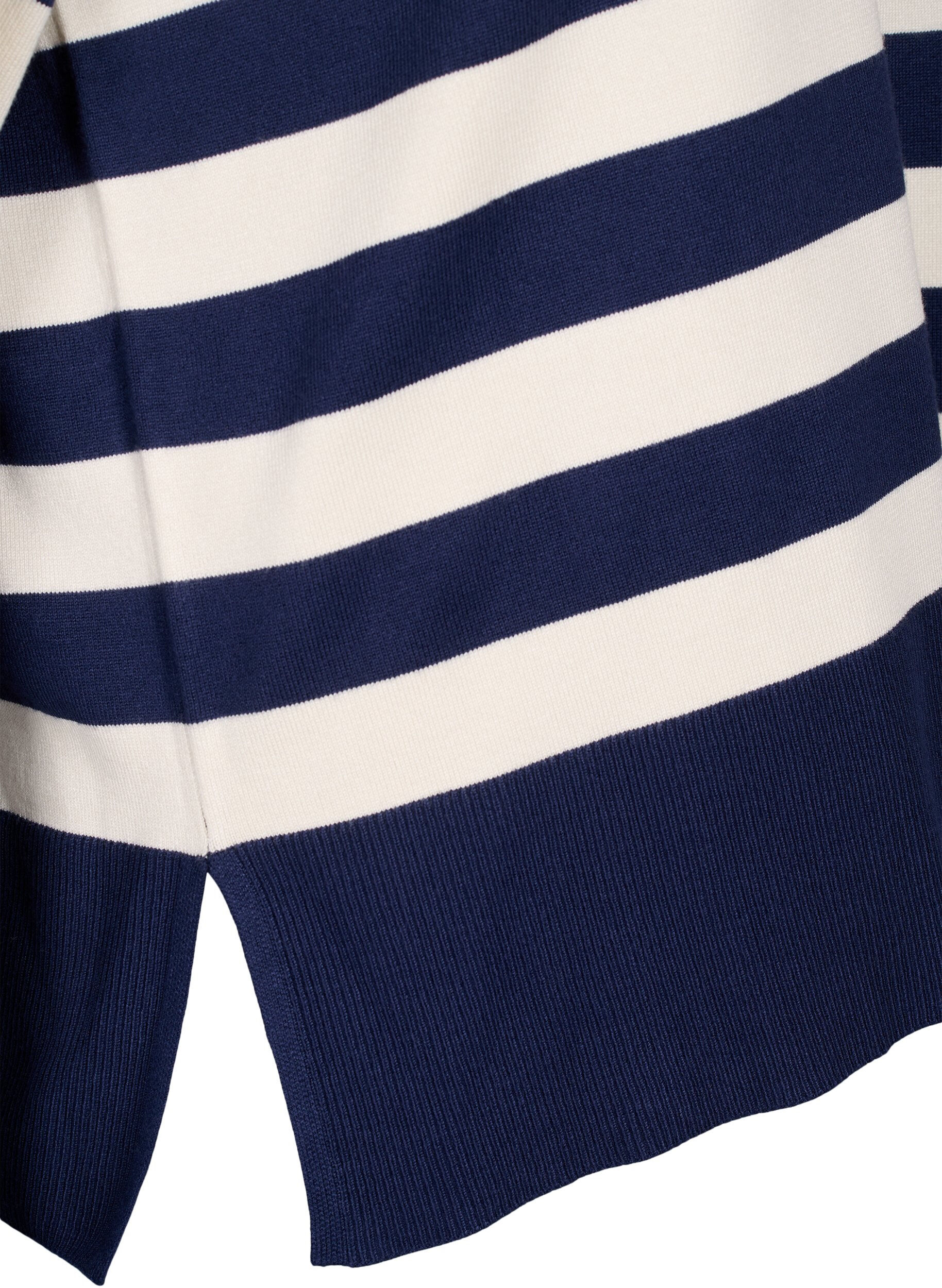Zizzi Gestreepte pullover van viscose met 3/4 mouwen, Navy Blazer/Birch, Packshot image number 3