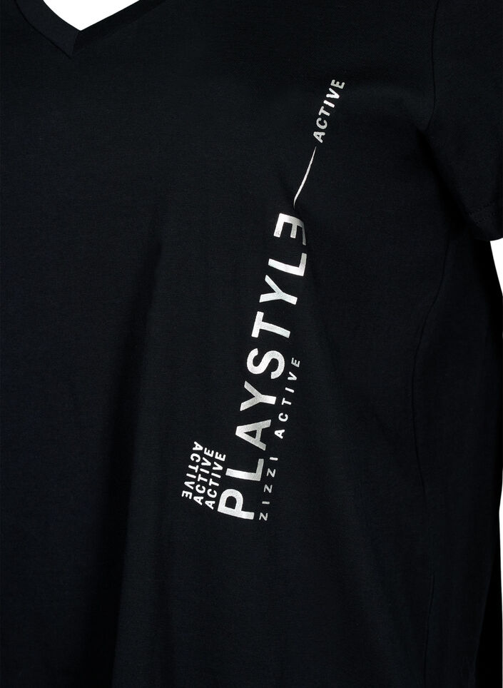 Katoenen sportshirt met print, Black w. Playstyle, Packshot image number 2