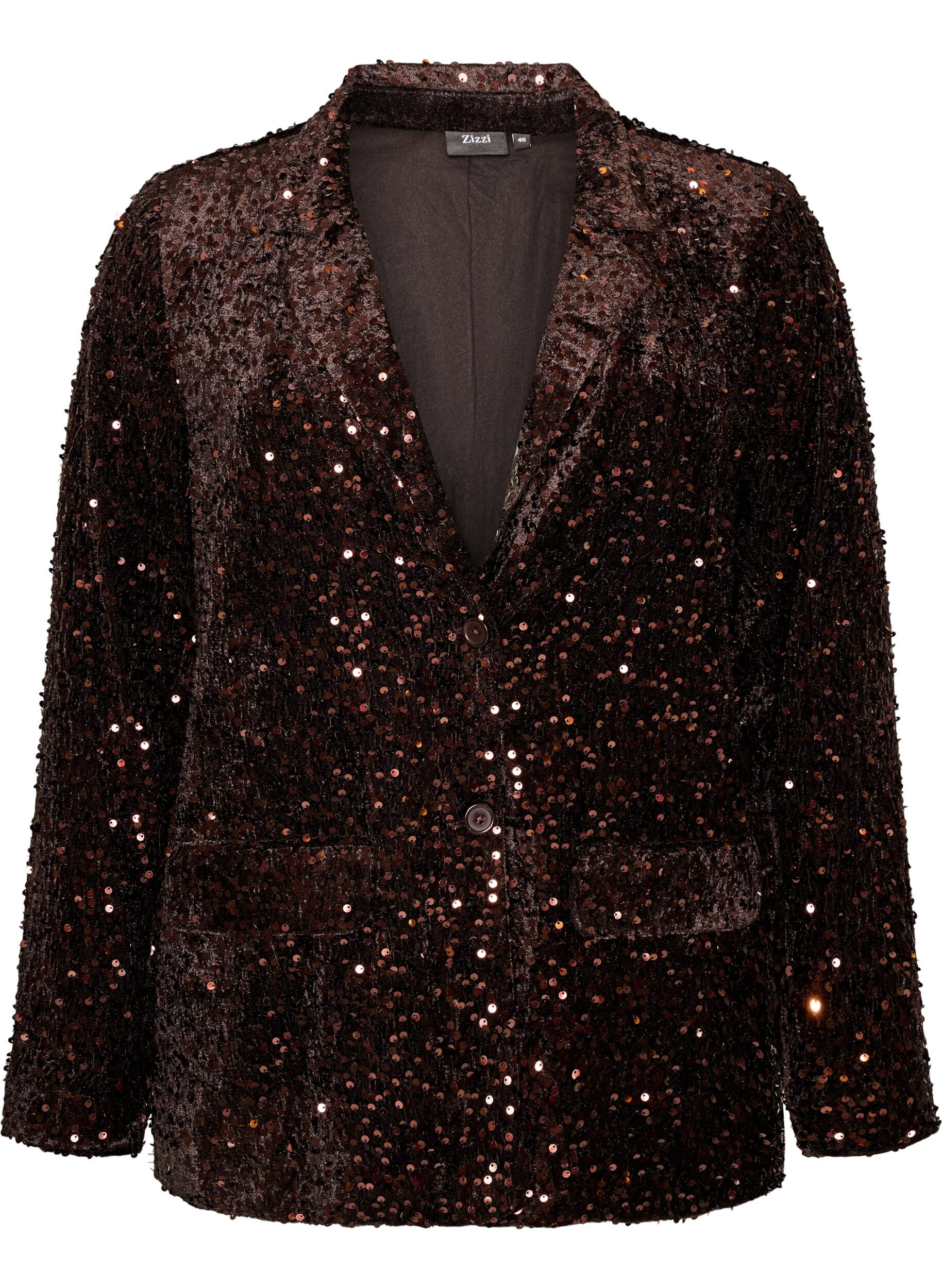 ZizziBlazer met pailletten, Bruin, Packshot image number 0