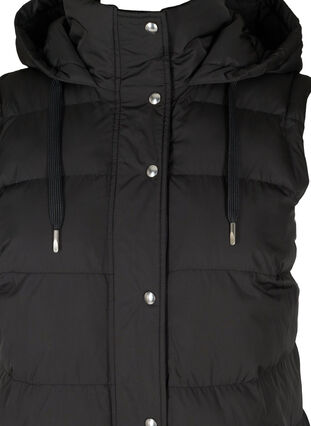 Lange vest met capuchon en knoopsluiting, Black, Packshot image number 2