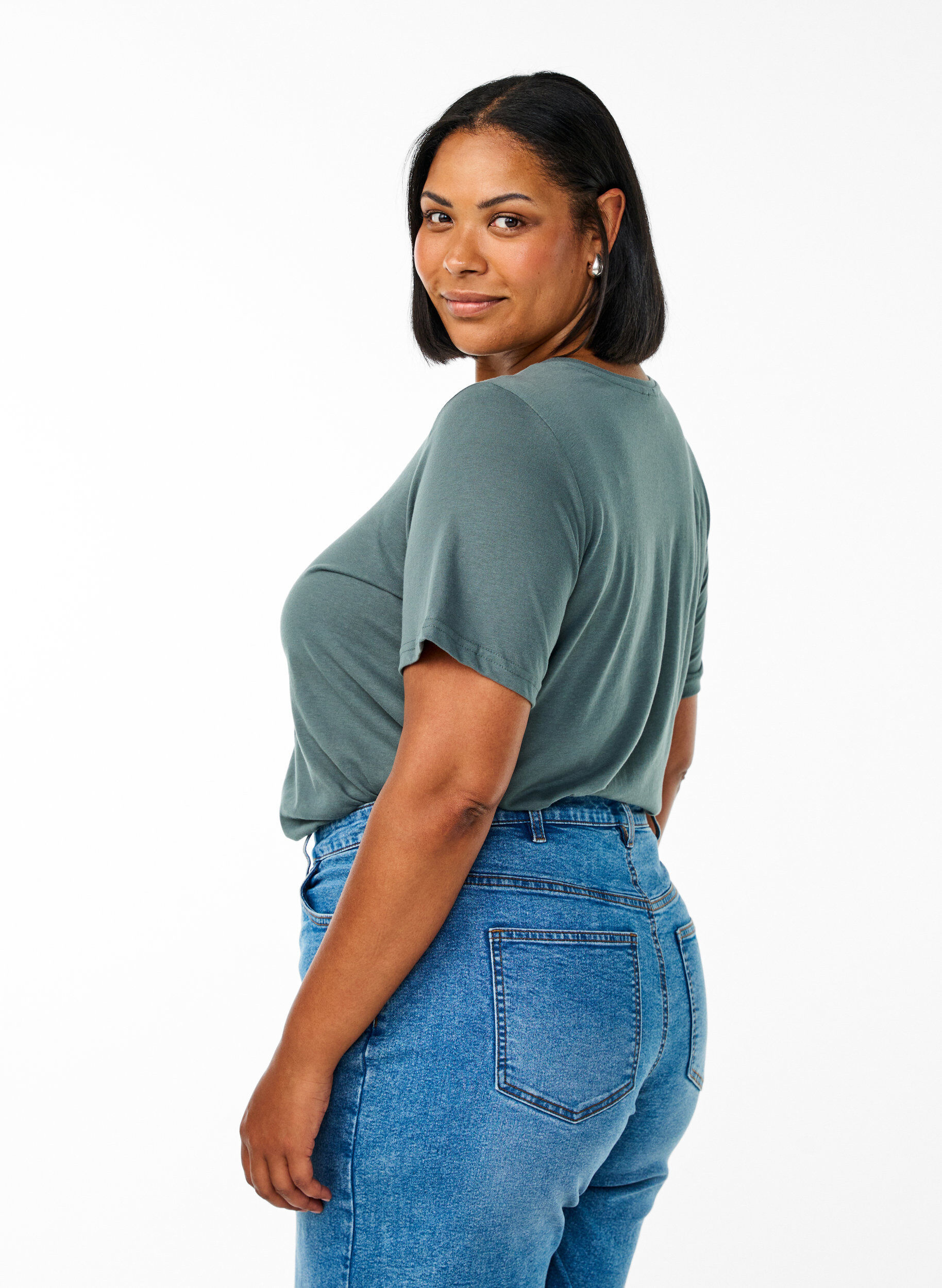 Zizzi FLASH - T-shirt met motief, Groen, Model image number 2