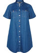 Denimjurk met korte mouwen en knopen, Blauw, Packshot image number 0