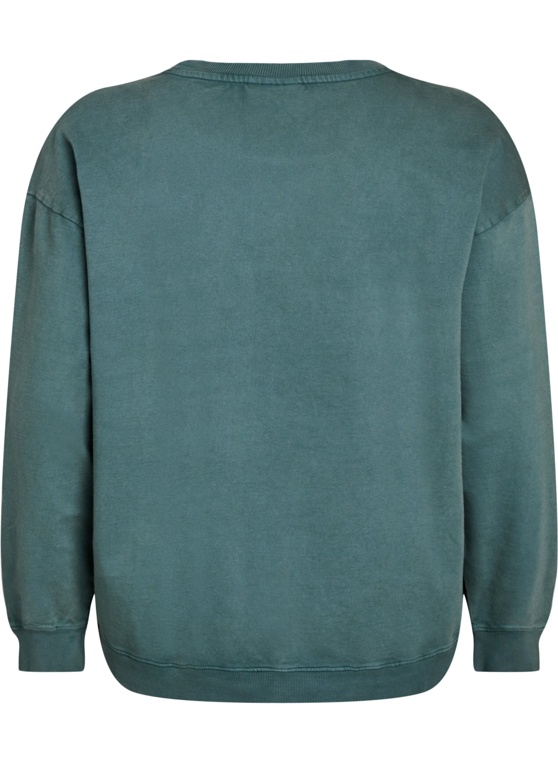 Zizzi Losvallend sweatshirt met gewassen look, Groen, Packshot image number 1