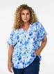 Viscose blouse met geplooide mouwen, Blauw, Model image number 0