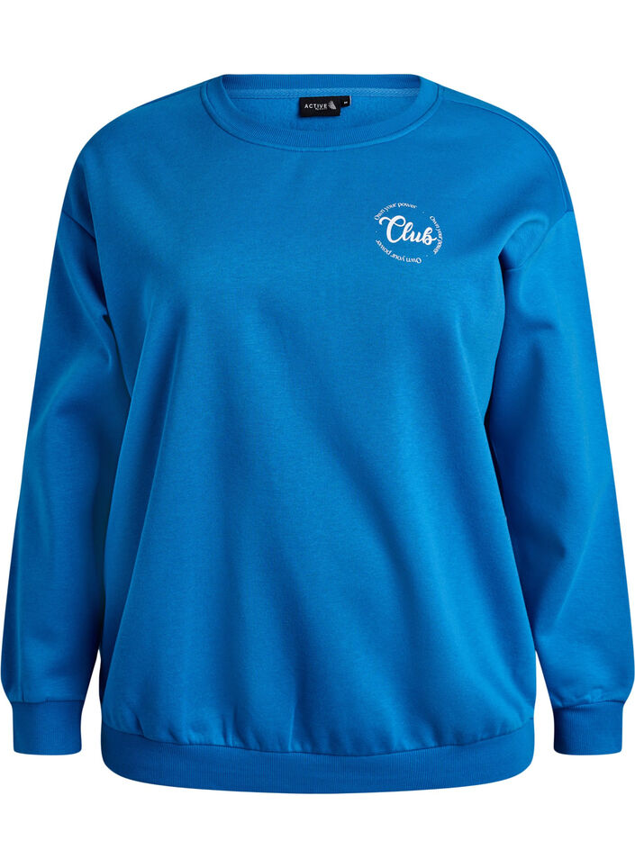 Sweatshirt met tekst print, Blauw, Packshot image number 0