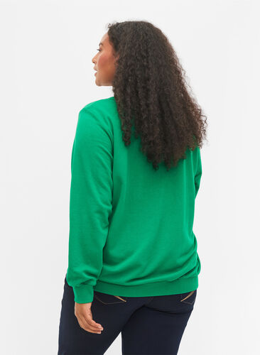 Katoenen sweatshirt met tekstprint, Jolly Green, Model image number 1