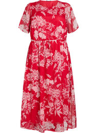 Lange chiffon jurk met bloemenprint, Red Flower AOP