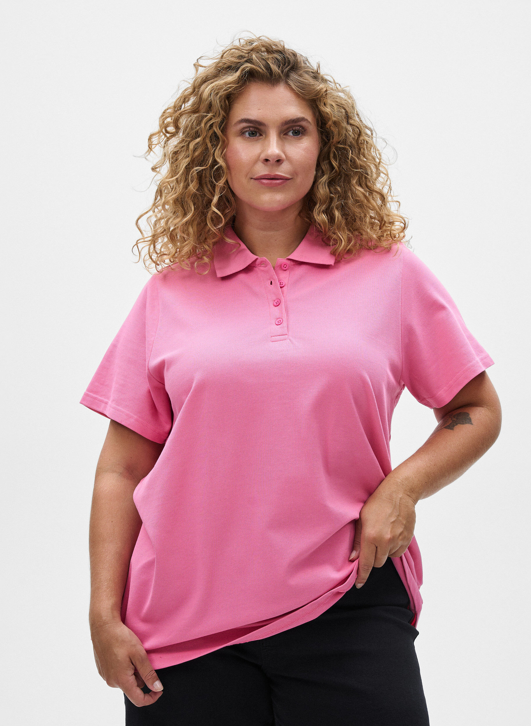 ZizziPolo met korte mouwen, Roze, Model image number 0