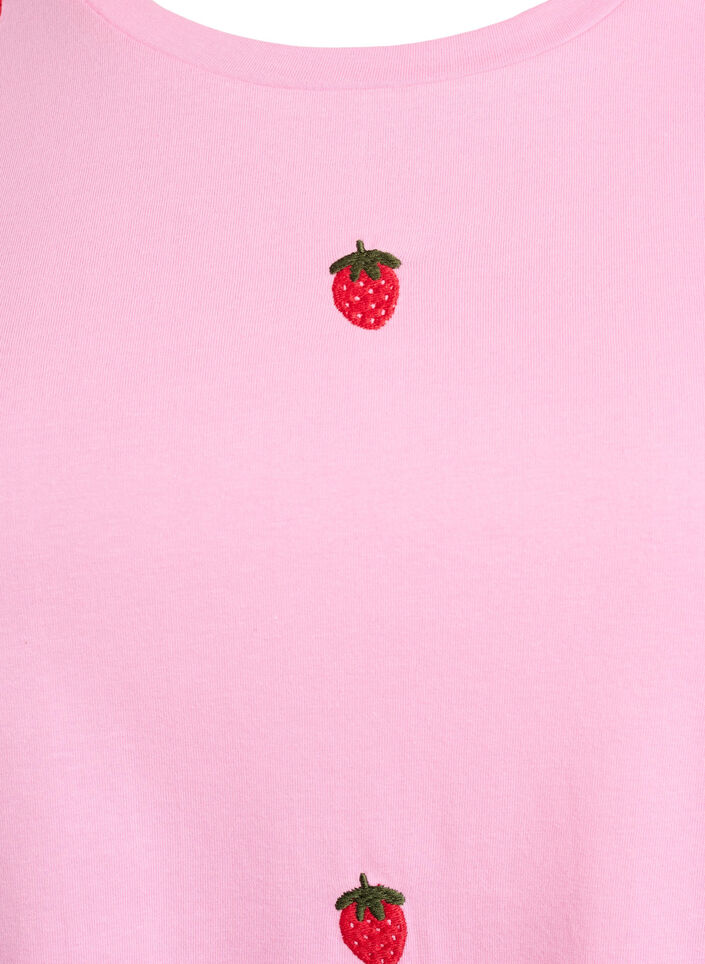 T-shirt in biologisch katoen met geborduurde motieven, Roze, Packshot image number 2