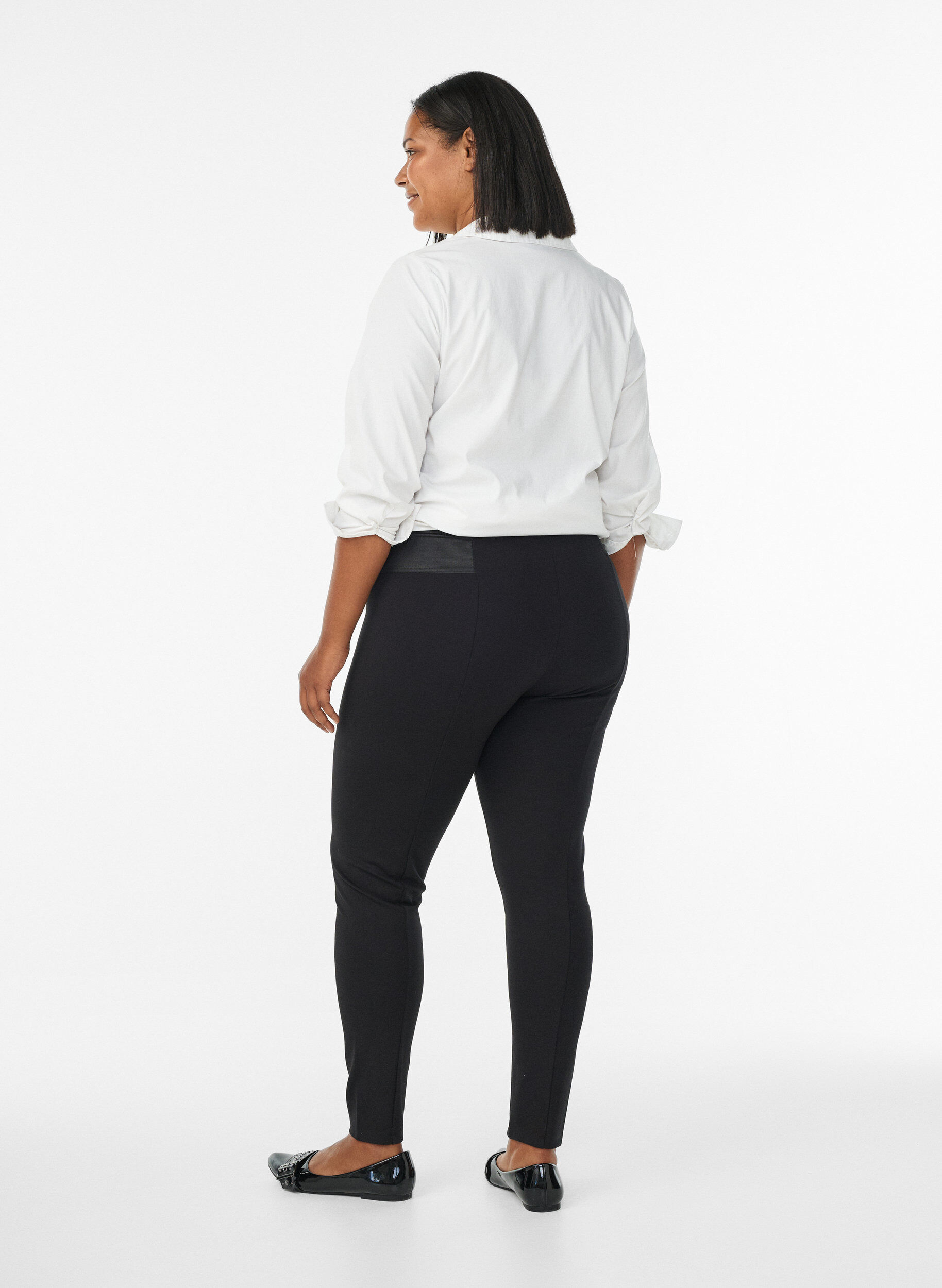Zizzi Legging met breed elastiek in de taille, Zwart, Model image number 1