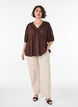 Viscose blouse met een stippenstructuur en V-hals, Bruin, Model image number 1
